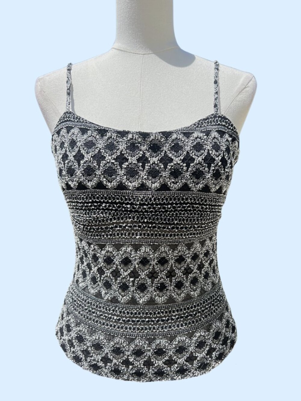 Vintage A. Byer Monochrome Crochet Tank